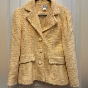 Cozy Yellow Cotton Bend Blazer from Talbots, 4P